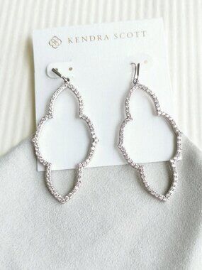 Kendra Scott Abbie White Crystal Earrings Silver
